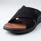 Cross Strap Knit Slides black