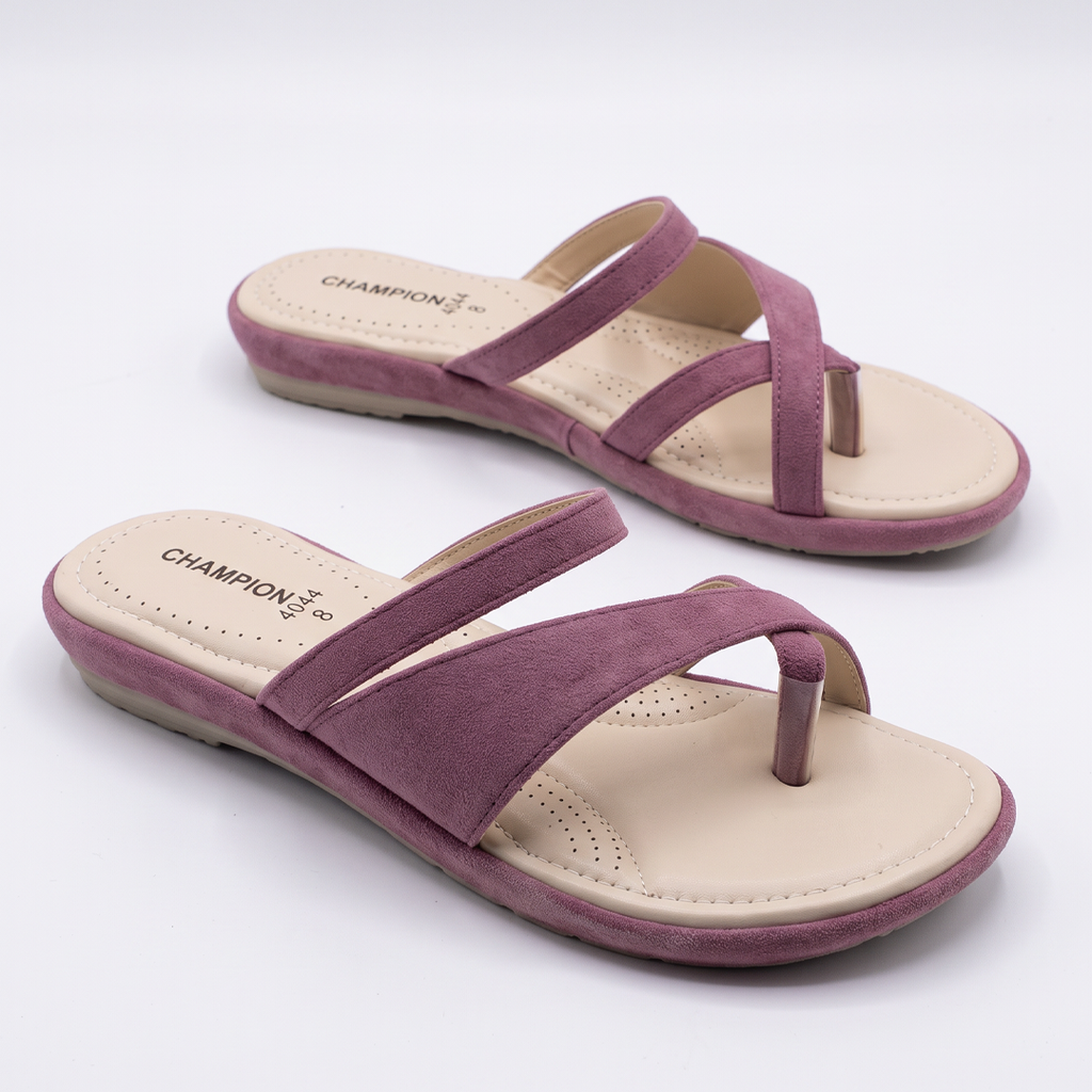 Suede Toe Ring Flat Sandals pink
