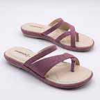 Suede Toe Ring Flat Sandals pink