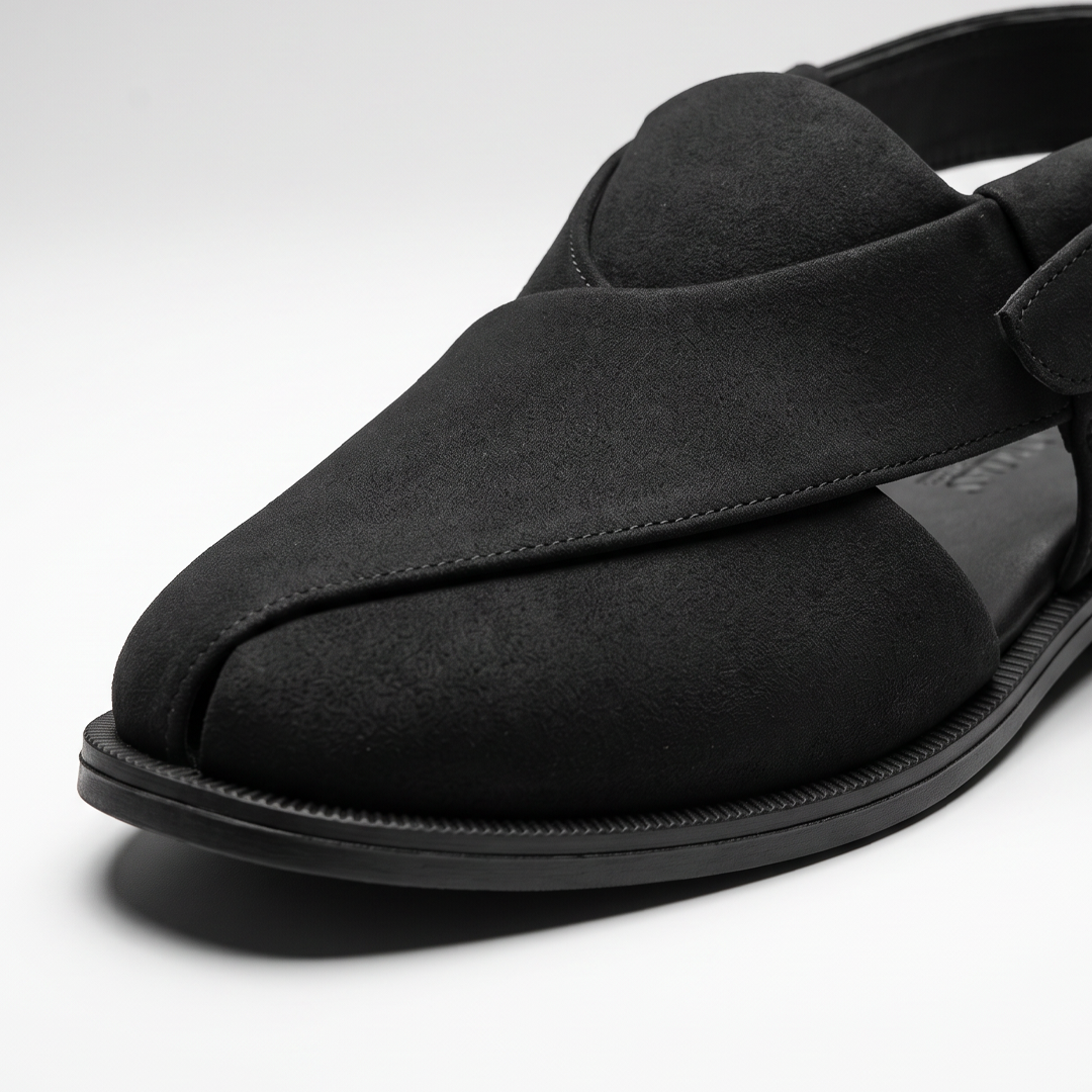 Peshawari Suede Sandals Black