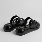 Beige Strappy Platform Sandals black