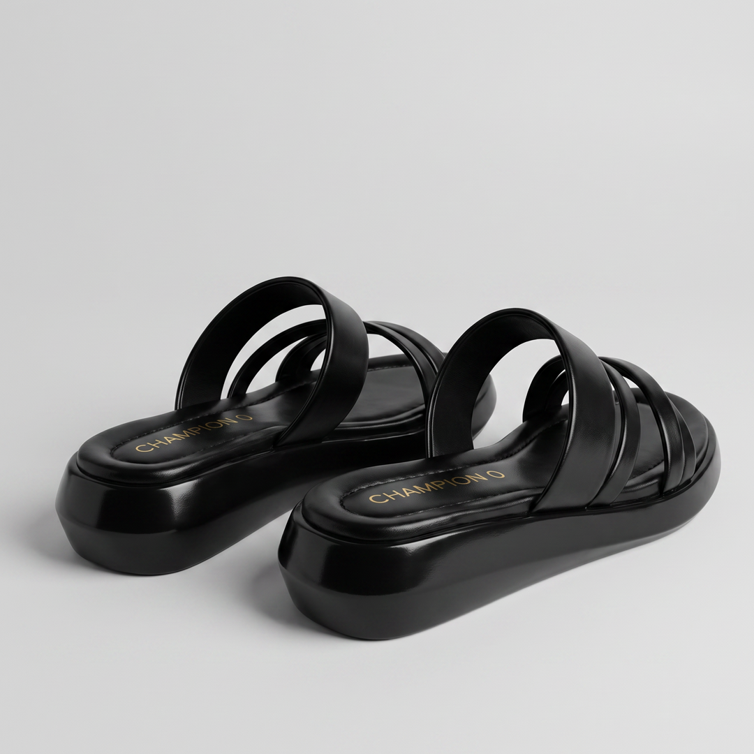 Beige Strappy Platform Sandals black
