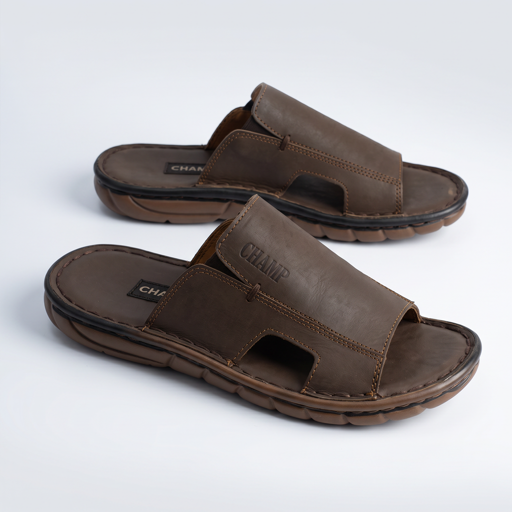 Classic Leather brown Slide Sandals