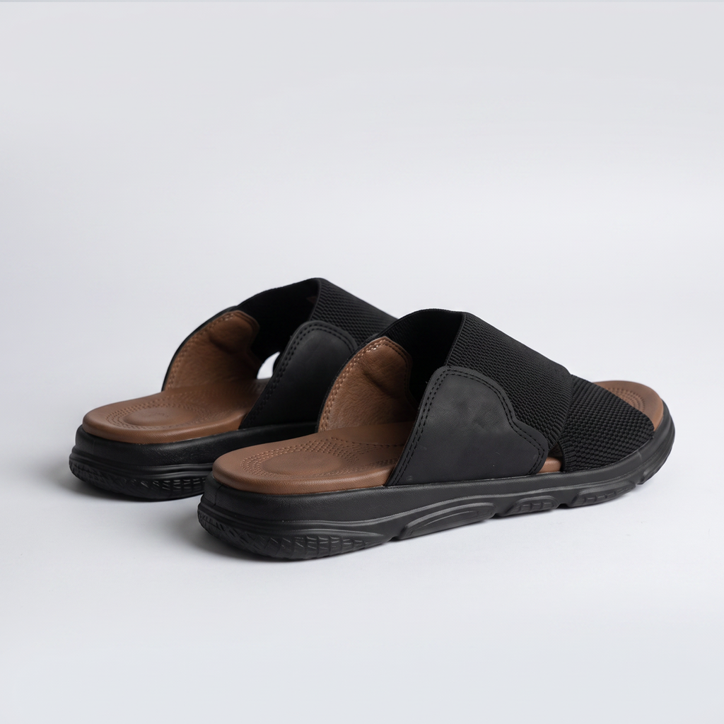 Cross Strap Knit Slides black