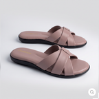 Woven Cross Strap Slides pink