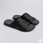 Crossover Slide Sandals Leather black