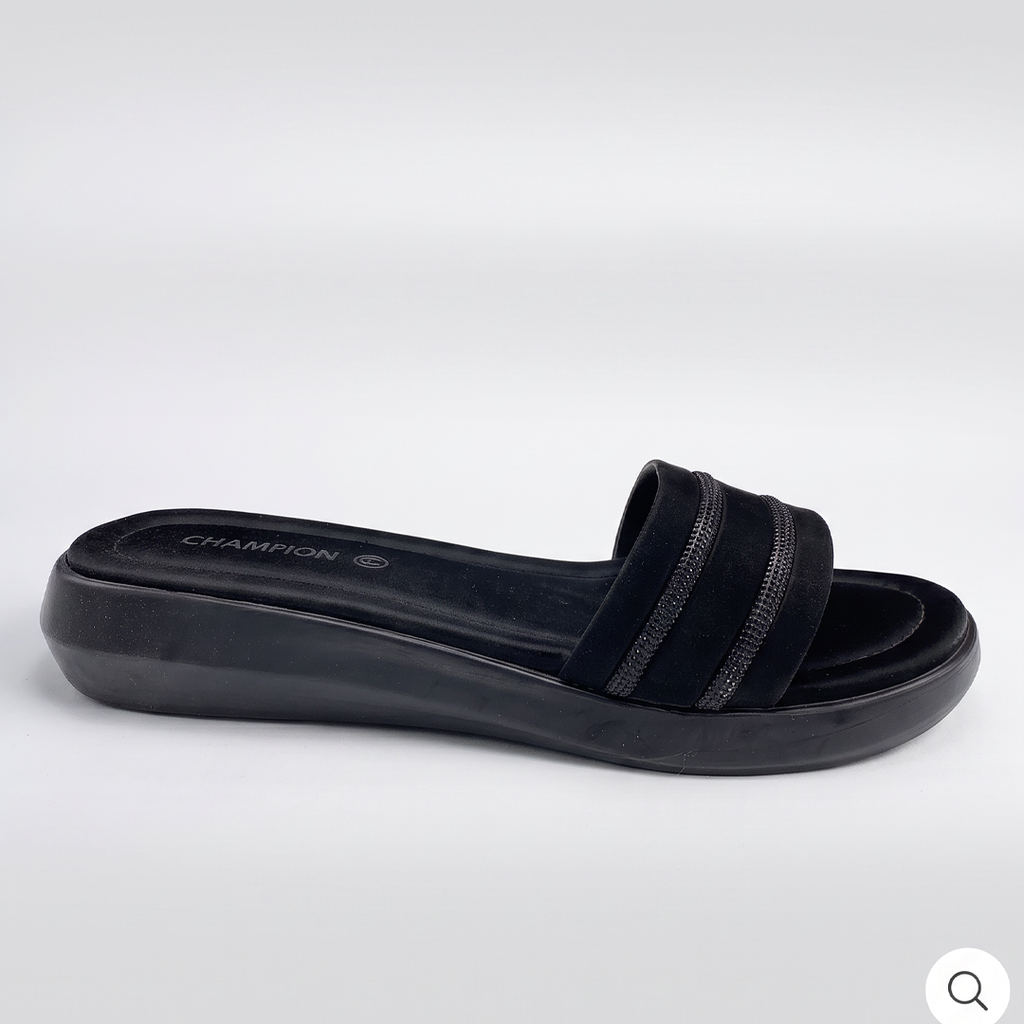 Studded Strap Slides black