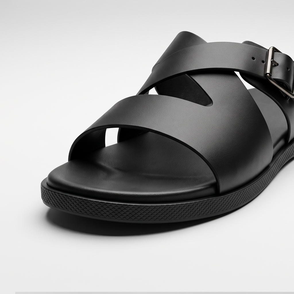 Olive Crossover Buckle Sandals black