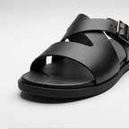 Olive Crossover Buckle Sandals black