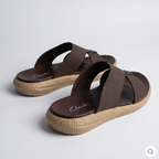 Textured Buckle Slides brown