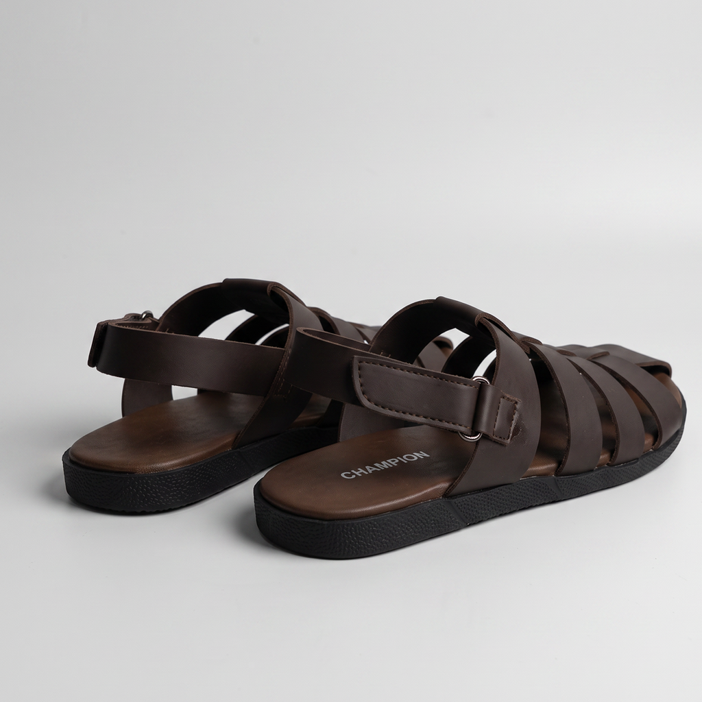 Woven Fisherman Sandals Men's Brown Leather
