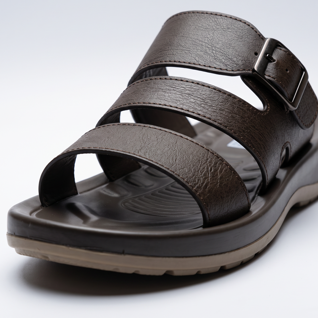 Triple Strap Buckle Slides black