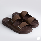 Dual Strap Chunky Slides brown