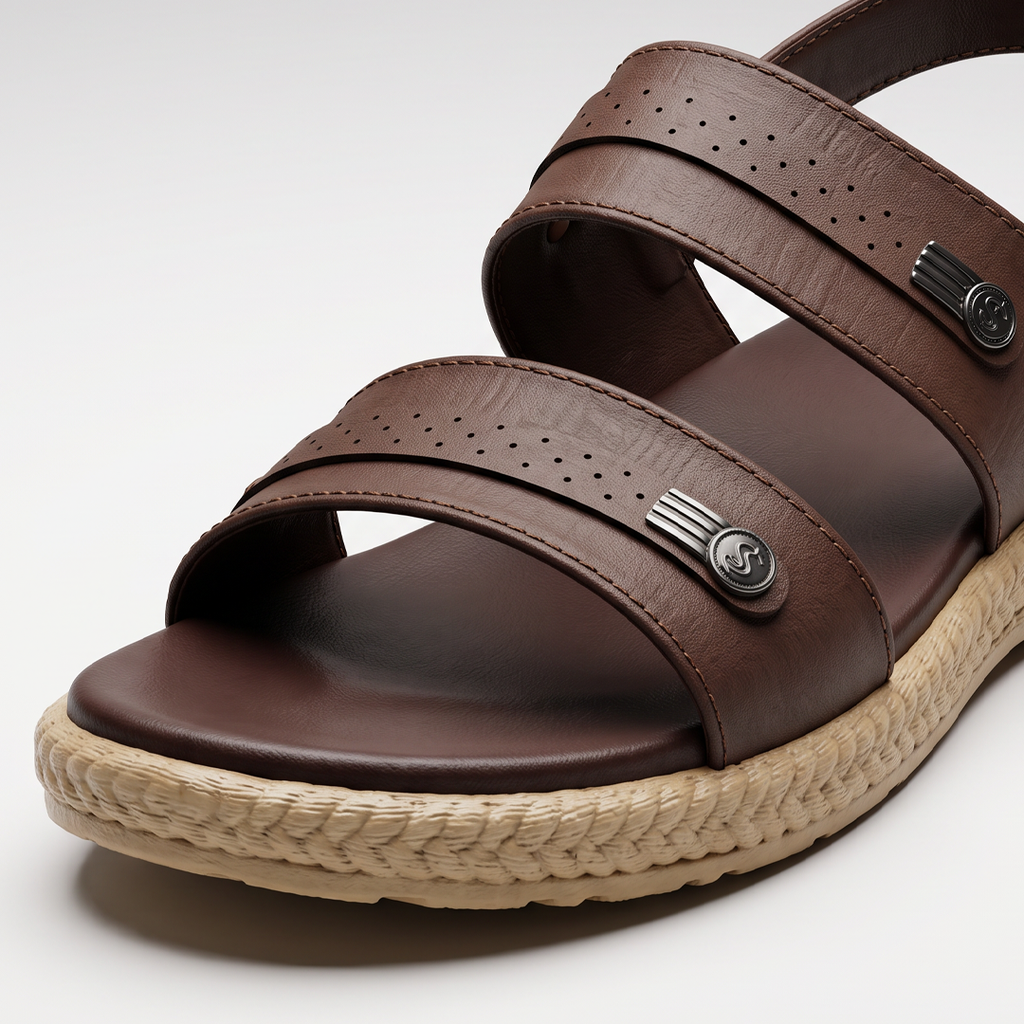Men's Two Strap Sandals Dark Brown