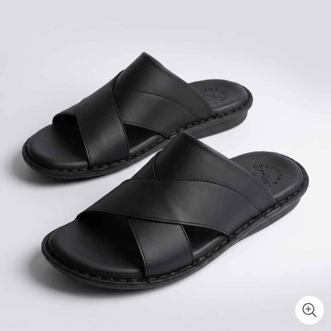 Cross Over Slide Sandals black