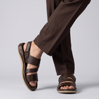 Men's Multi Strap Sandals Dark Brown