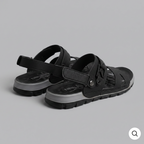 Cross Strap Sport Sandals Leather Black