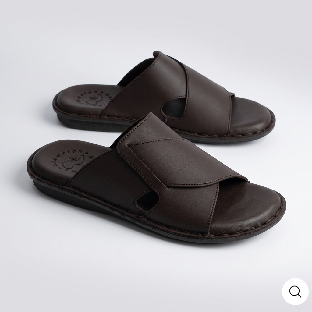 Cross Over Slide Sandals brown