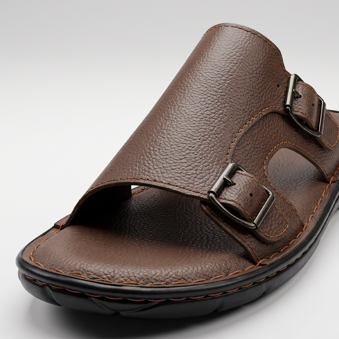 Dual Buckle Slides Brown