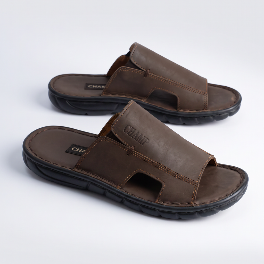 Classic Leather brown Slide Sandals
