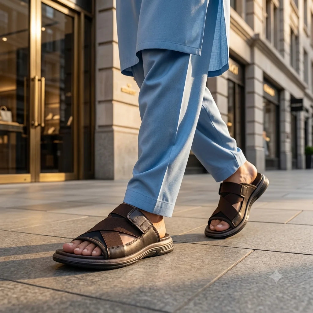 0228  Men's Cross-Strap Casual Slippers