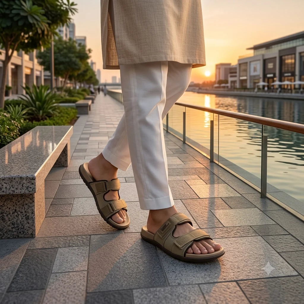 0457  Men's Cross-Strap Casual Slippers