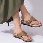 Wedge Thong Sandals khaki