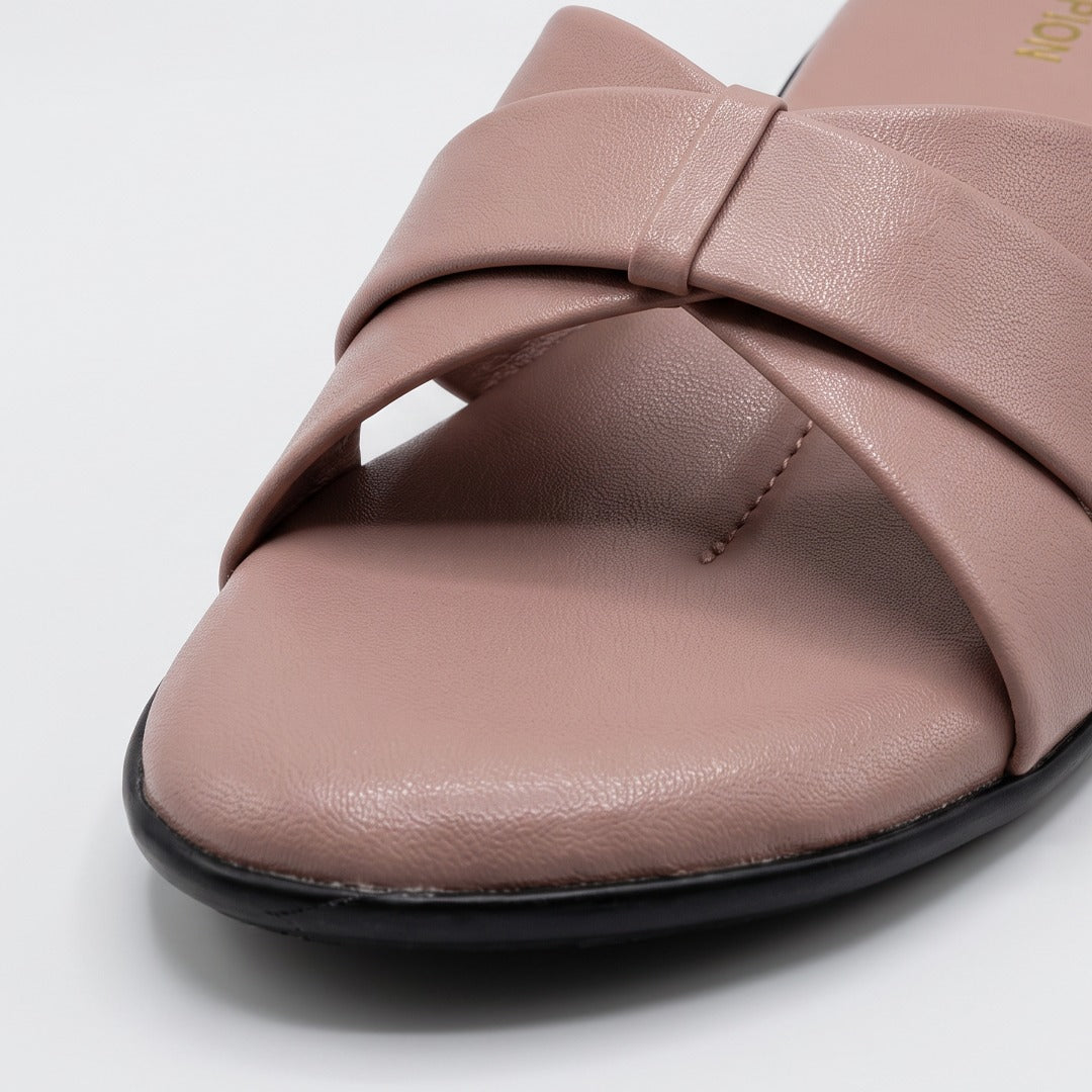 Woven Cross Strap Slides pink