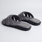 Woven Cross Strap Slides gray