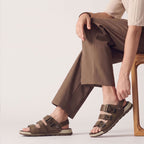 2-1449 Triple Strap Sport Sandals - Olive Brown