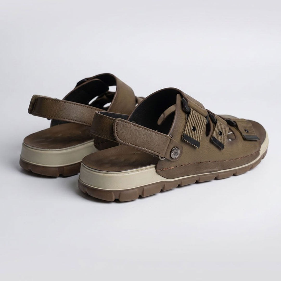 2-1449 Triple Strap Sport Sandals - Olive Brown