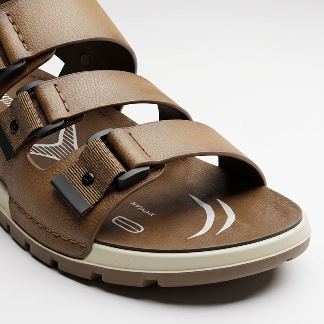 2-1449 Triple Strap Sport Sandals - Olive Brown