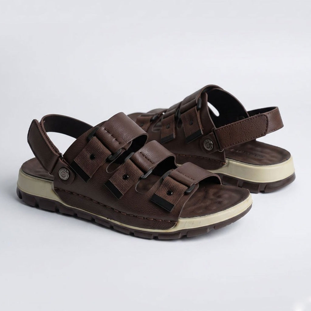 2-1449 Triple Strap Sport Sandals - Brown