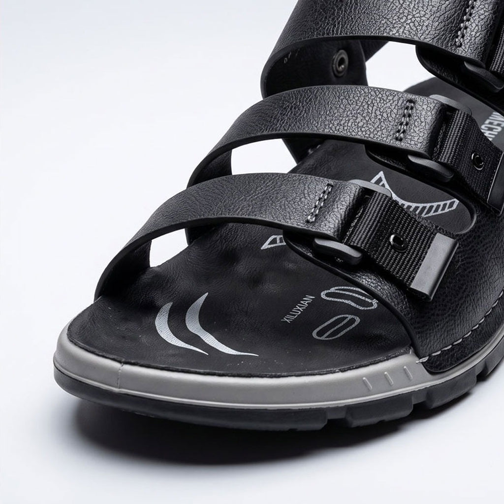 2-1449 Triple Strap Sport Sandals - Black