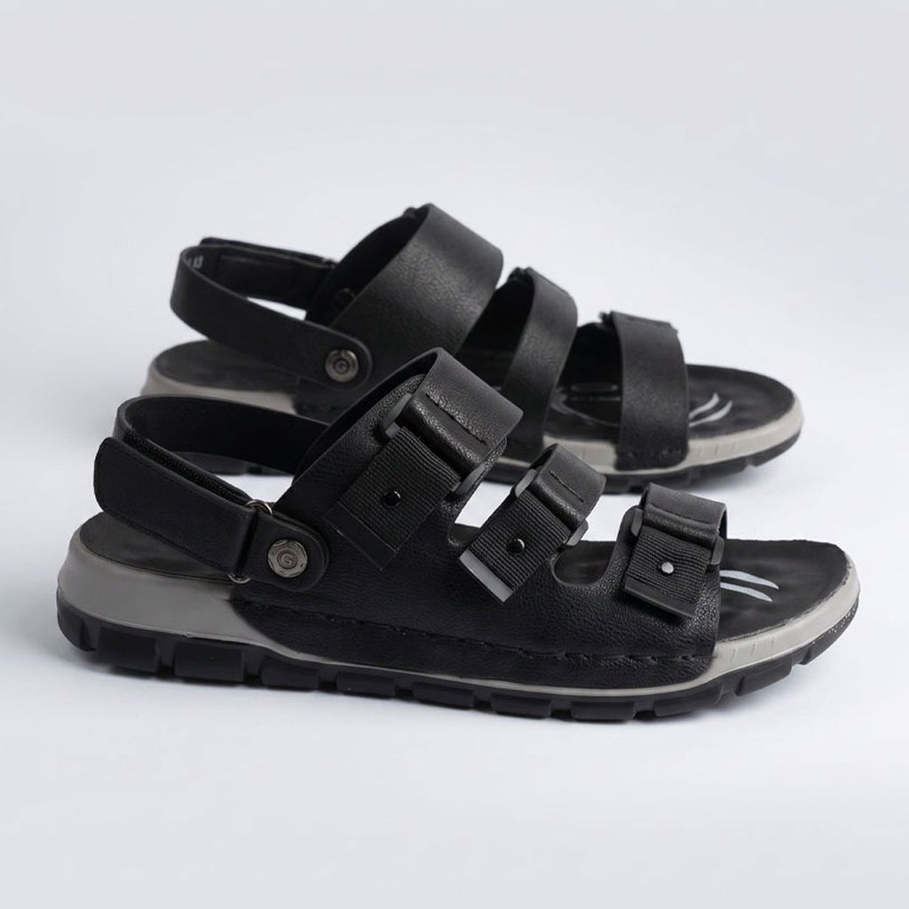2-1449 Triple Strap Sport Sandals - Black