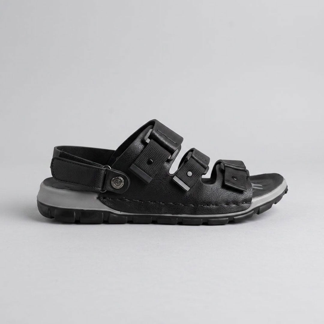 2-1449 Triple Strap Sport Sandals - Black