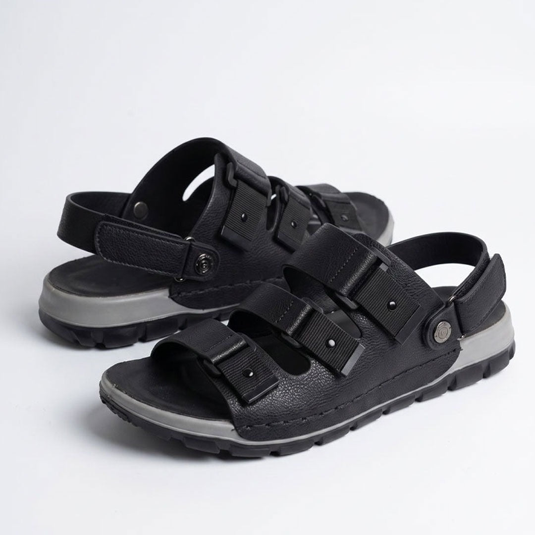 2-1449 Triple Strap Sport Sandals - Black