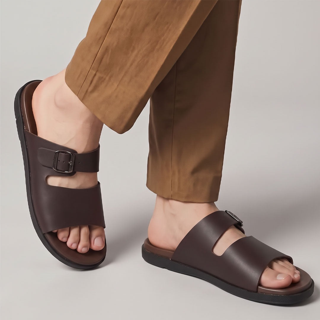 Buckle Slide Sandals brown