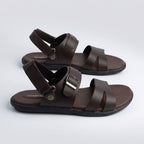 2-1443 Classic Strap Buckle Sandals - Dark Brown