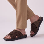 0518 Comfort Cross Strap Sandals brown