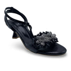 6647  Midnight Flora Spool Heel Sandals