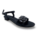 6649  Noir Bloom Low-Heel Sandals