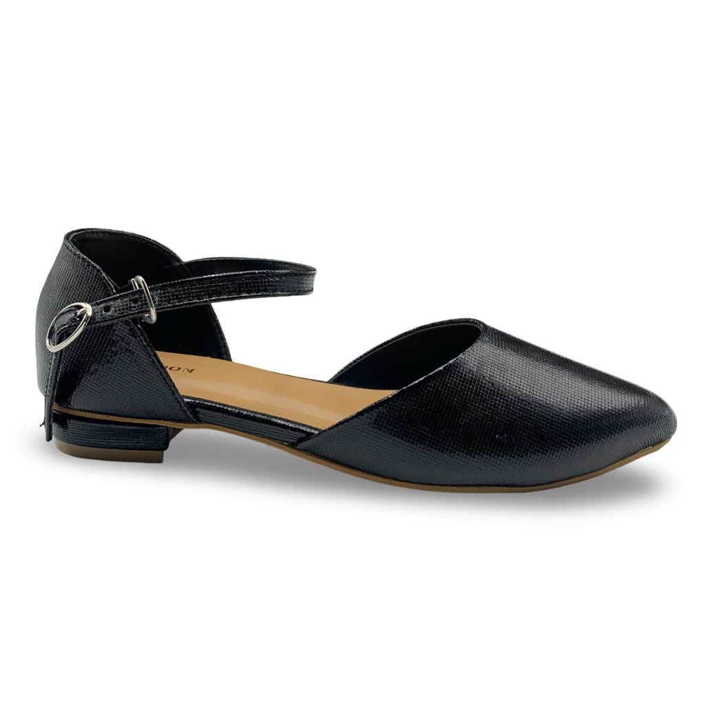 7584  Textured D’Orsay Ankle Strap Flats
