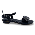 6649  Noir Bloom Low-Heel Sandals