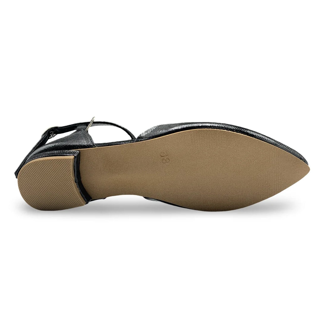 7584  Textured D’Orsay Ankle Strap Flats