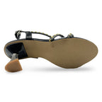 6660  Studded Strappy Flared Heel Sandals