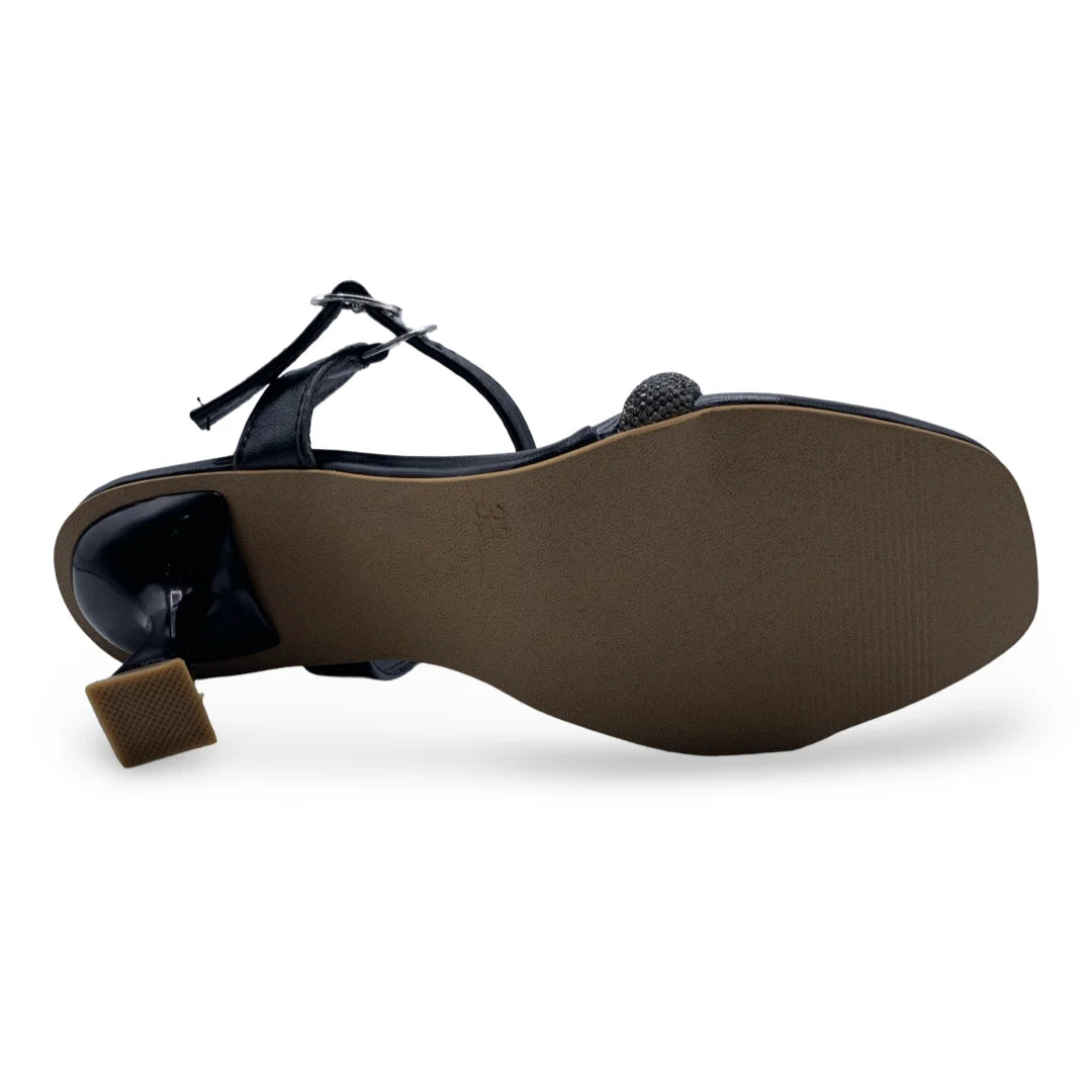 6659  Gleam Strap Flared Heel Sandals