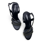 6660  Studded Strappy Flared Heel Sandals