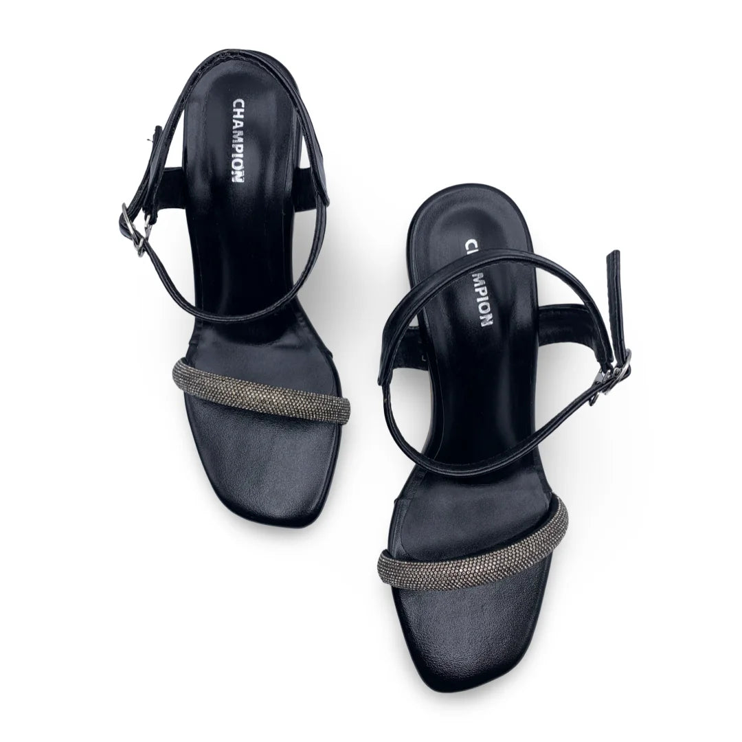 6659  Gleam Strap Flared Heel Sandals