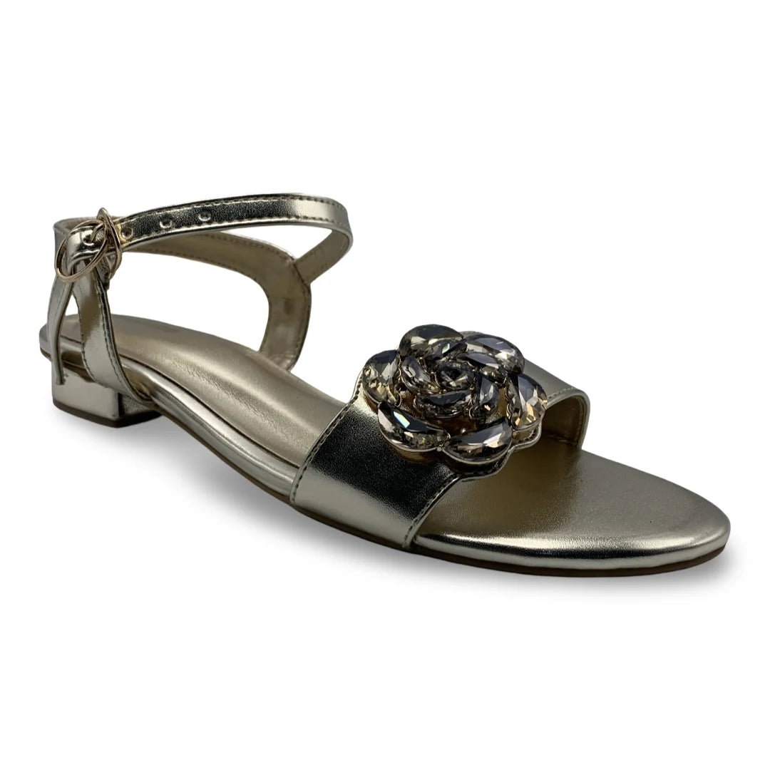 6649  Noir Bloom Low-Heel Sandals